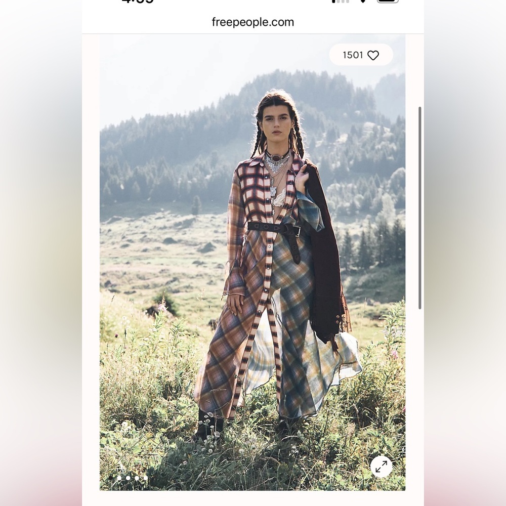 Free People Prairie Plaid Maxi Dress Set